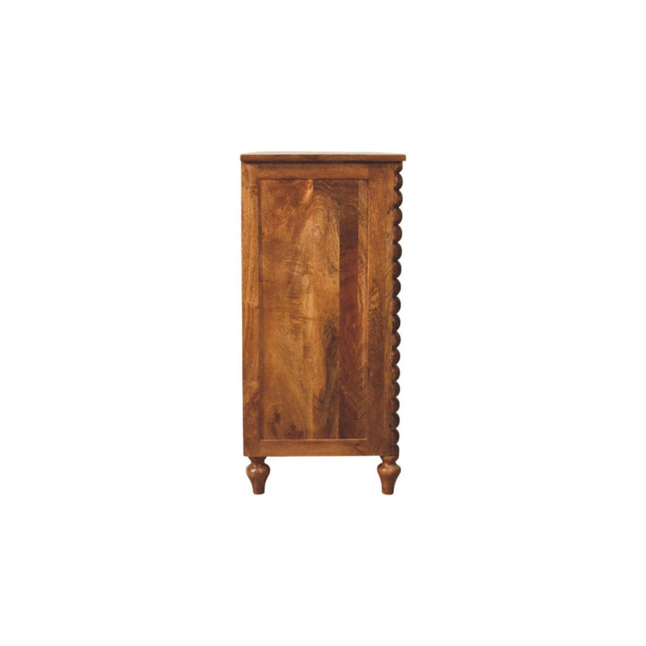 Spindle Sideboard - Solid Mango Wood Storage Cabinet in Amber Oak - product view 8 showing handcrafted solid mango wood...