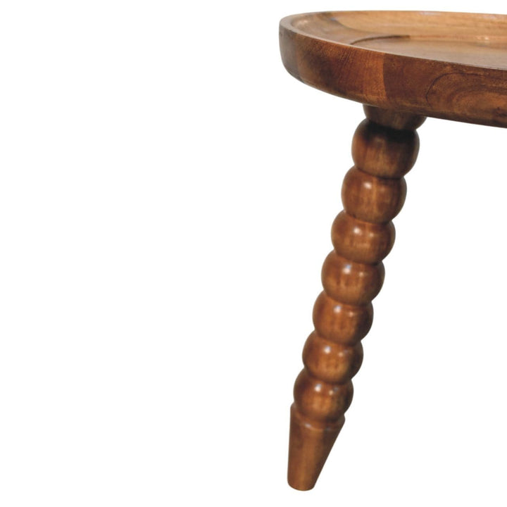 Spindle Tray Side Table in Solid Mango Wood - product view 4 showing handcrafted solid mango wood side table
