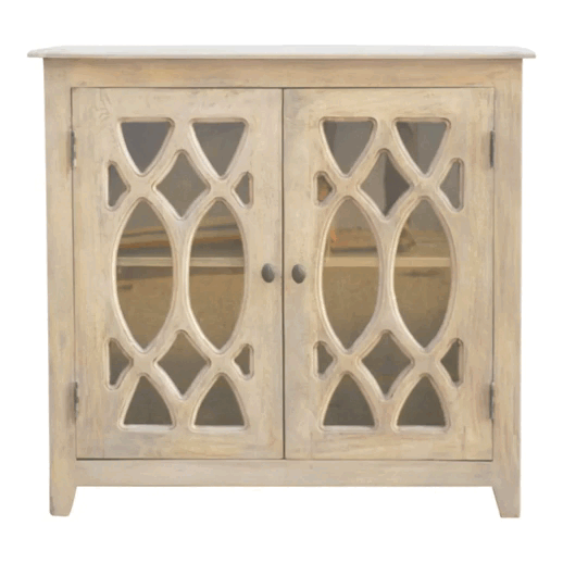 Stone Acid Wash Sideboard - Solid Mango Wood Buffet Cabinet for Dining Room - product view 7 showing handcrafted solid...