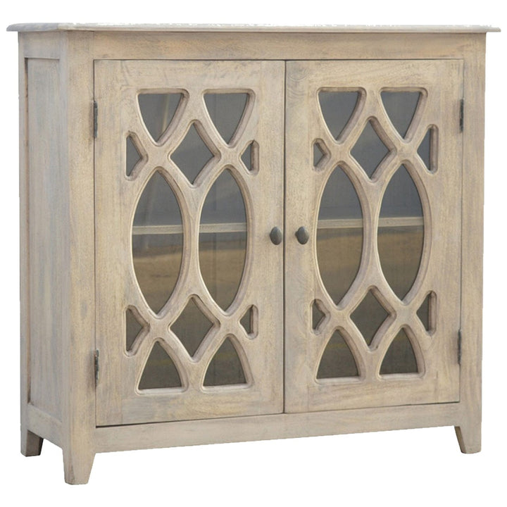 Stone Acid Wash Sideboard - Solid Mango Wood Buffet Cabinet for Dining Room - main view showing handcrafted solid mango...