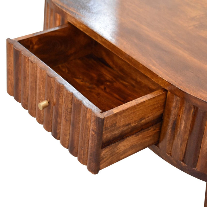 Stripe Chestnut Coffee Table - Solid Mango Wood Center Table for Living Room - product view 6 showing handcrafted solid...