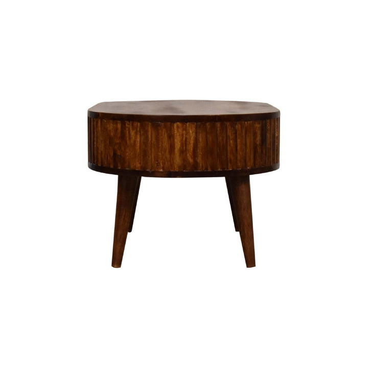 Stripe Chestnut Coffee Table - Solid Mango Wood Center Table for Living Room - product view 9 showing handcrafted solid...