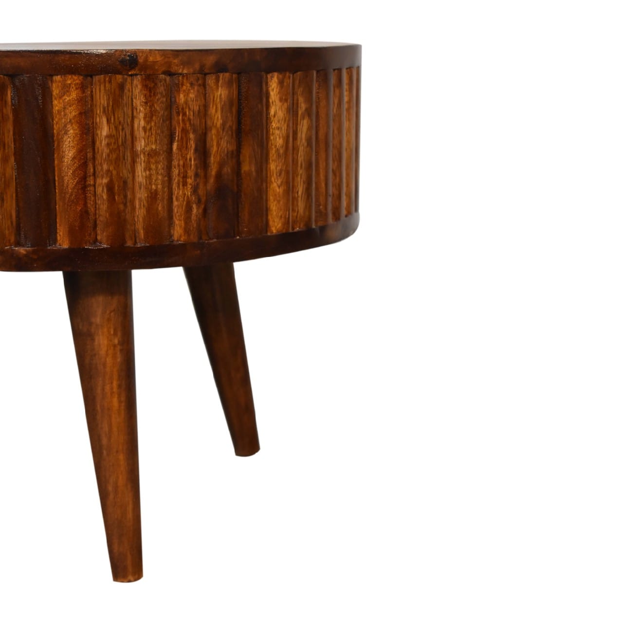 Stripe Chestnut Coffee Table - Solid Mango Wood Center Table for Living Room - product view 7 showing handcrafted solid...