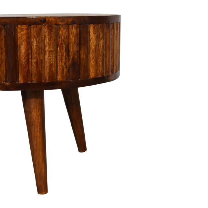 Stripe Chestnut Coffee Table - Solid Mango Wood Center Table for Living Room - product view 7 showing handcrafted solid...