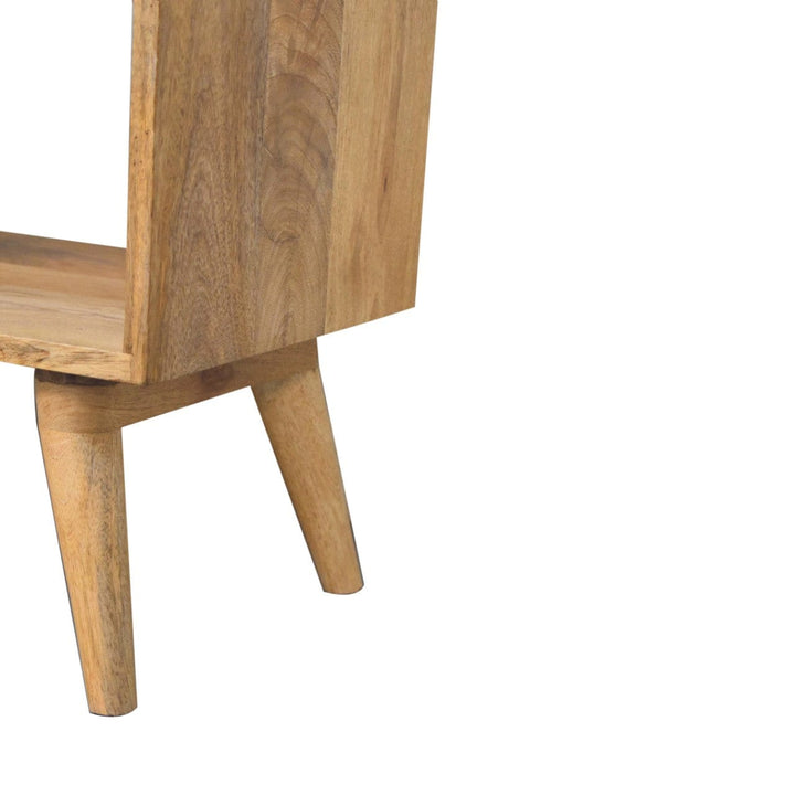Studded Linen Open Bench - Solid Mango Wood Seating Furniture for Entryway - product view 8 showing handcrafted solid...