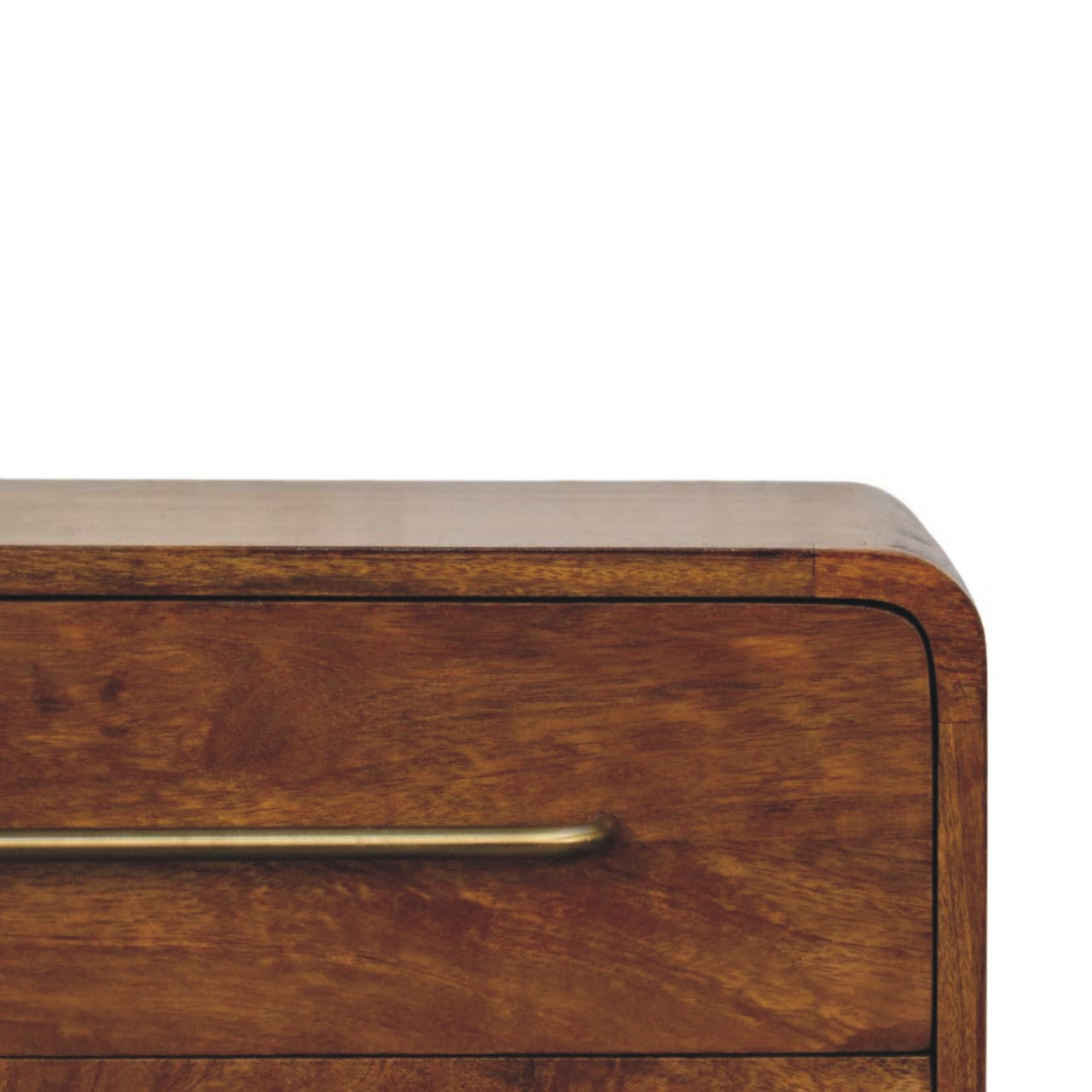 Chestnut Compact Storage Chest in Solid Mango Wood - product view 3 showing handcrafted solid mango wood dresser