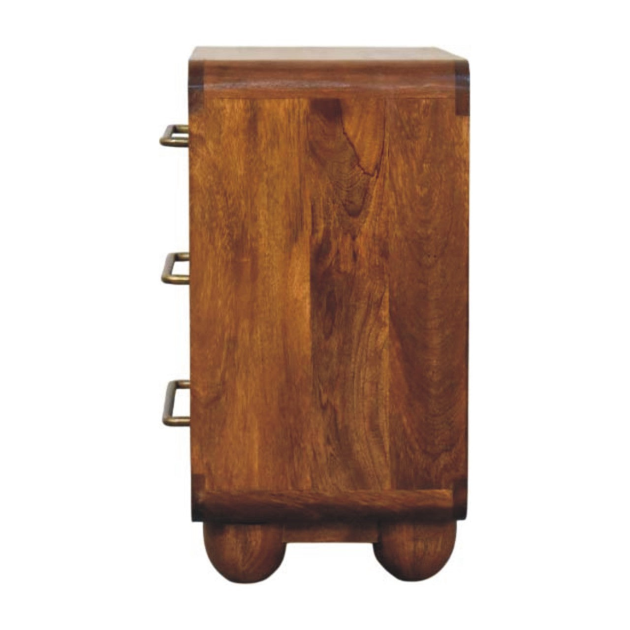 Chestnut Compact Storage Chest in Solid Mango Wood - product view 7 showing handcrafted solid mango wood dresser