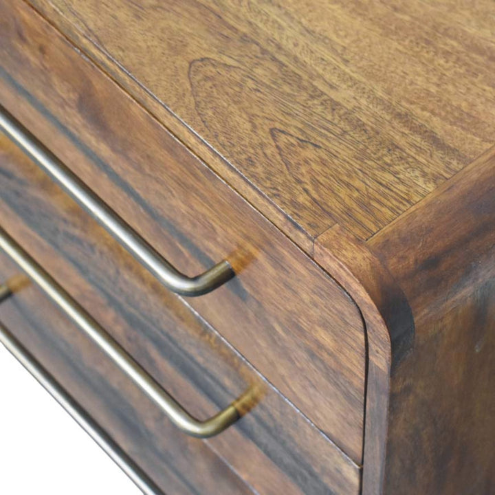 Chestnut Compact Storage Chest in Solid Mango Wood - product view 4 showing handcrafted solid mango wood dresser