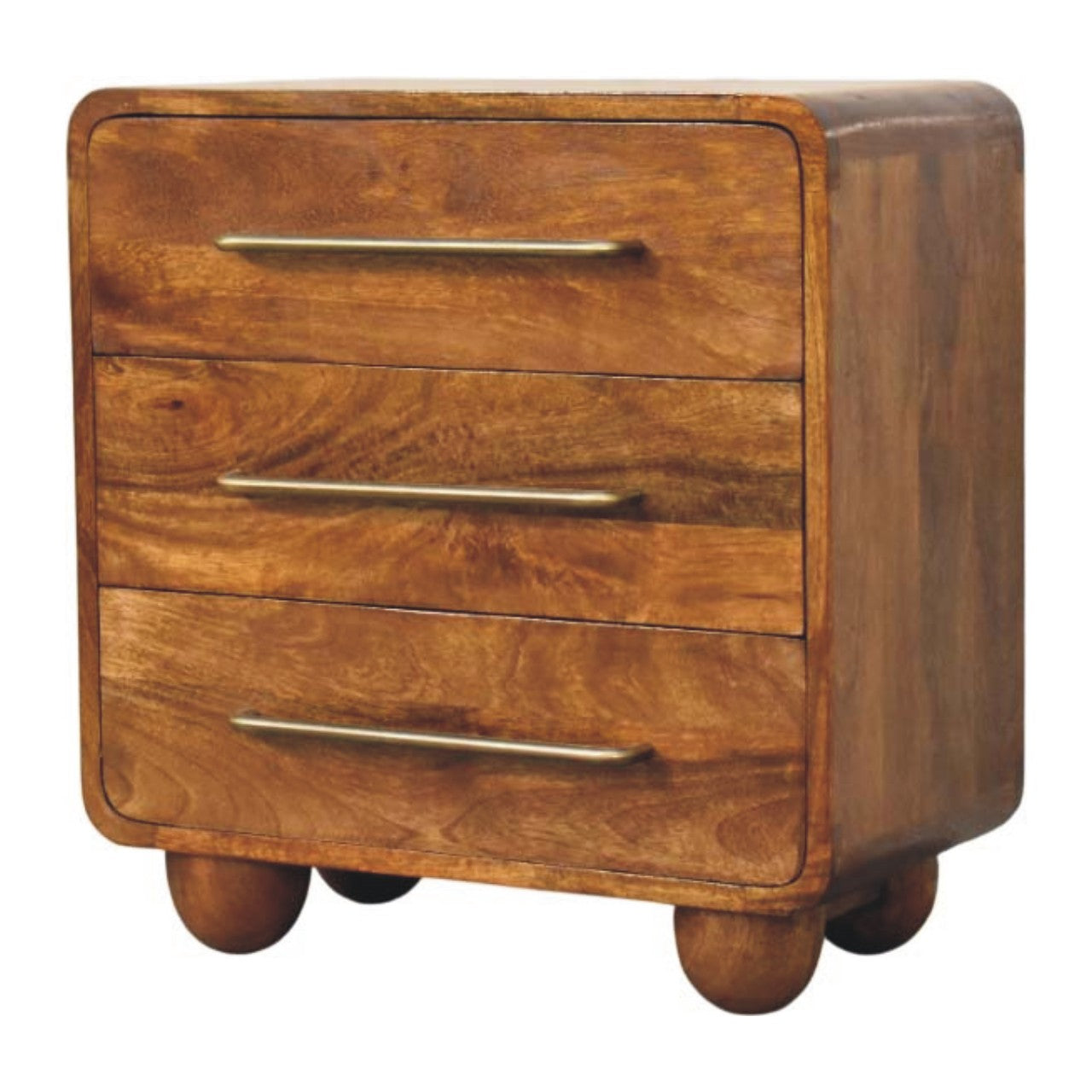 Chestnut Compact Storage Chest in Solid Mango Wood - product view 2 showing handcrafted solid mango wood dresser
