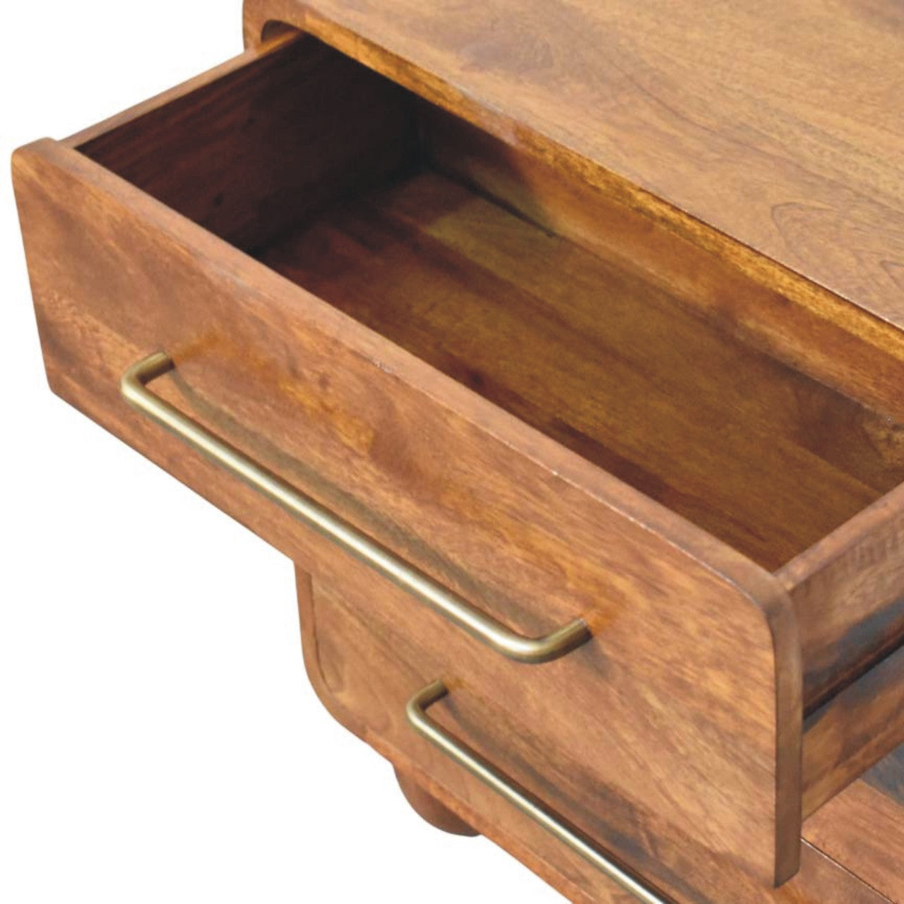 Chestnut Compact Storage Chest in Solid Mango Wood - product view 5 showing handcrafted solid mango wood dresser