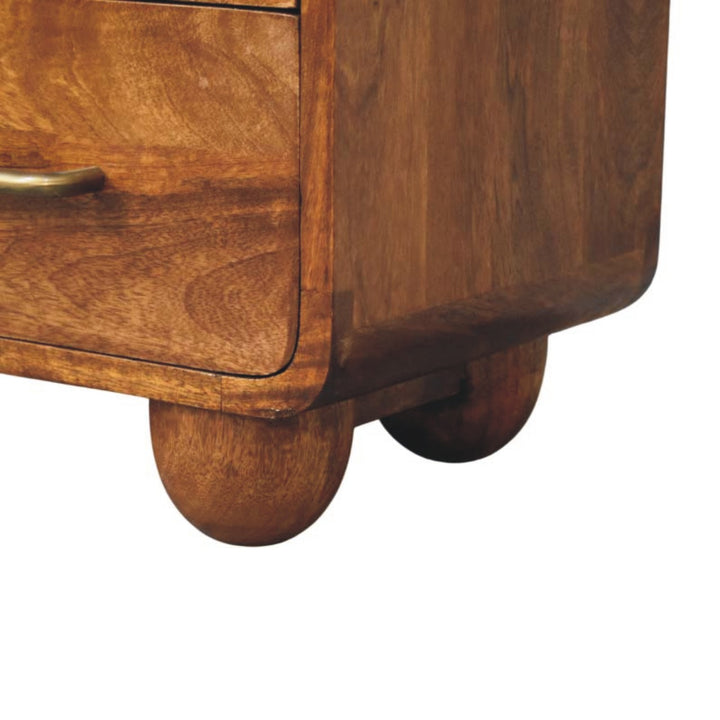 Chestnut Compact Storage Chest in Solid Mango Wood - product view 6 showing handcrafted solid mango wood dresser