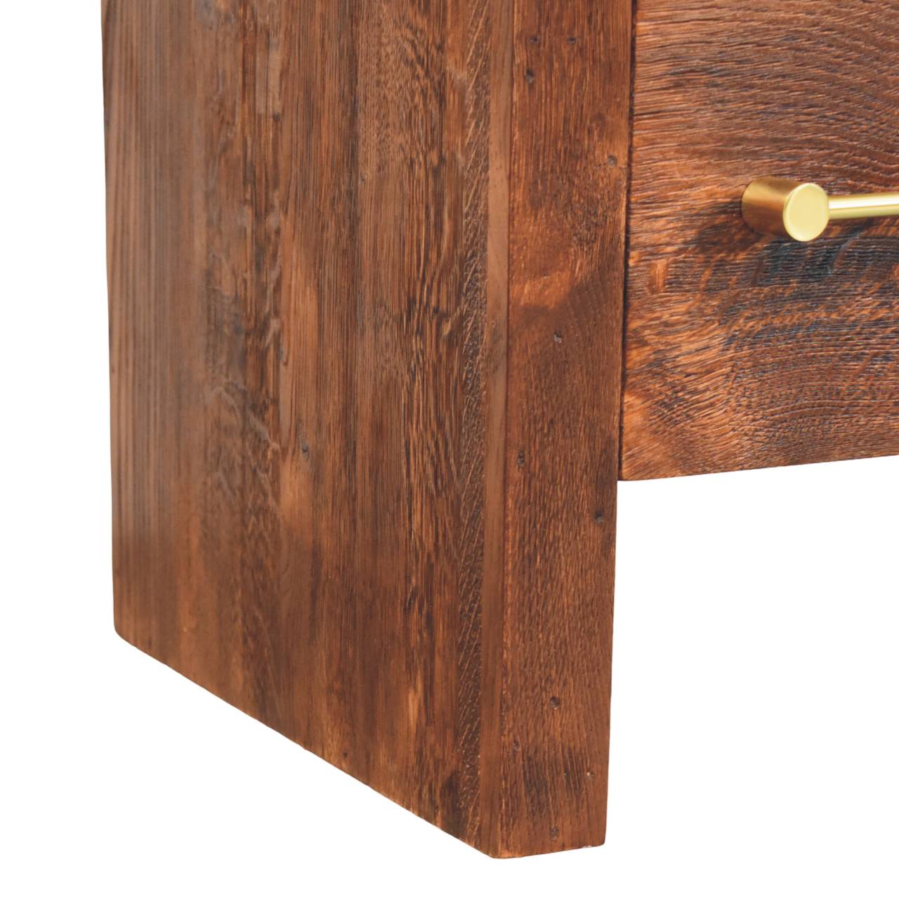 Tiger Oak Open Nightstand - Solid Mango Wood Bedside Table for Bedroom - product view 7 showing handcrafted solid mango...