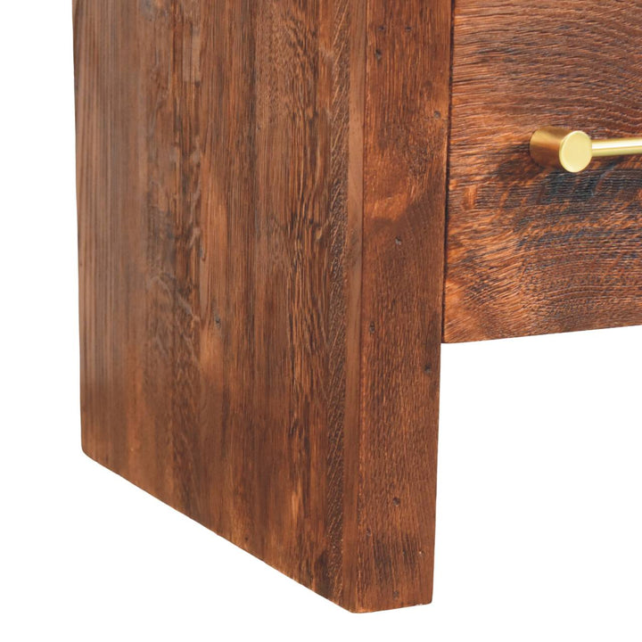 Tiger Oak Open Nightstand - Solid Mango Wood Bedside Table for Bedroom - product view 7 showing handcrafted solid mango...