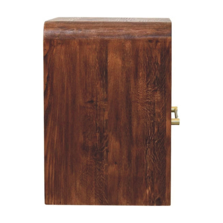 Tiger Oak Open Nightstand - Solid Mango Wood Bedside Table for Bedroom - product view 8 showing handcrafted solid mango...