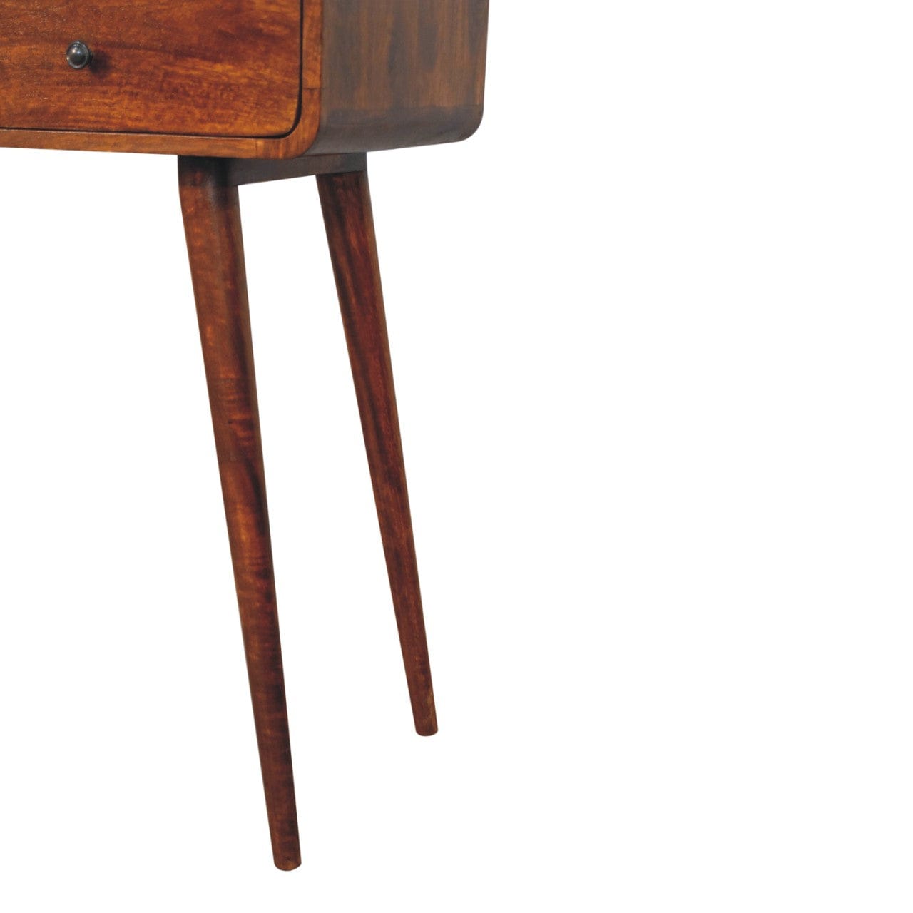 Triple Curved Chestnut Console Table - Solid Mango Wood Hallway Console for Entryway - product view 8 showing handcrafted...
