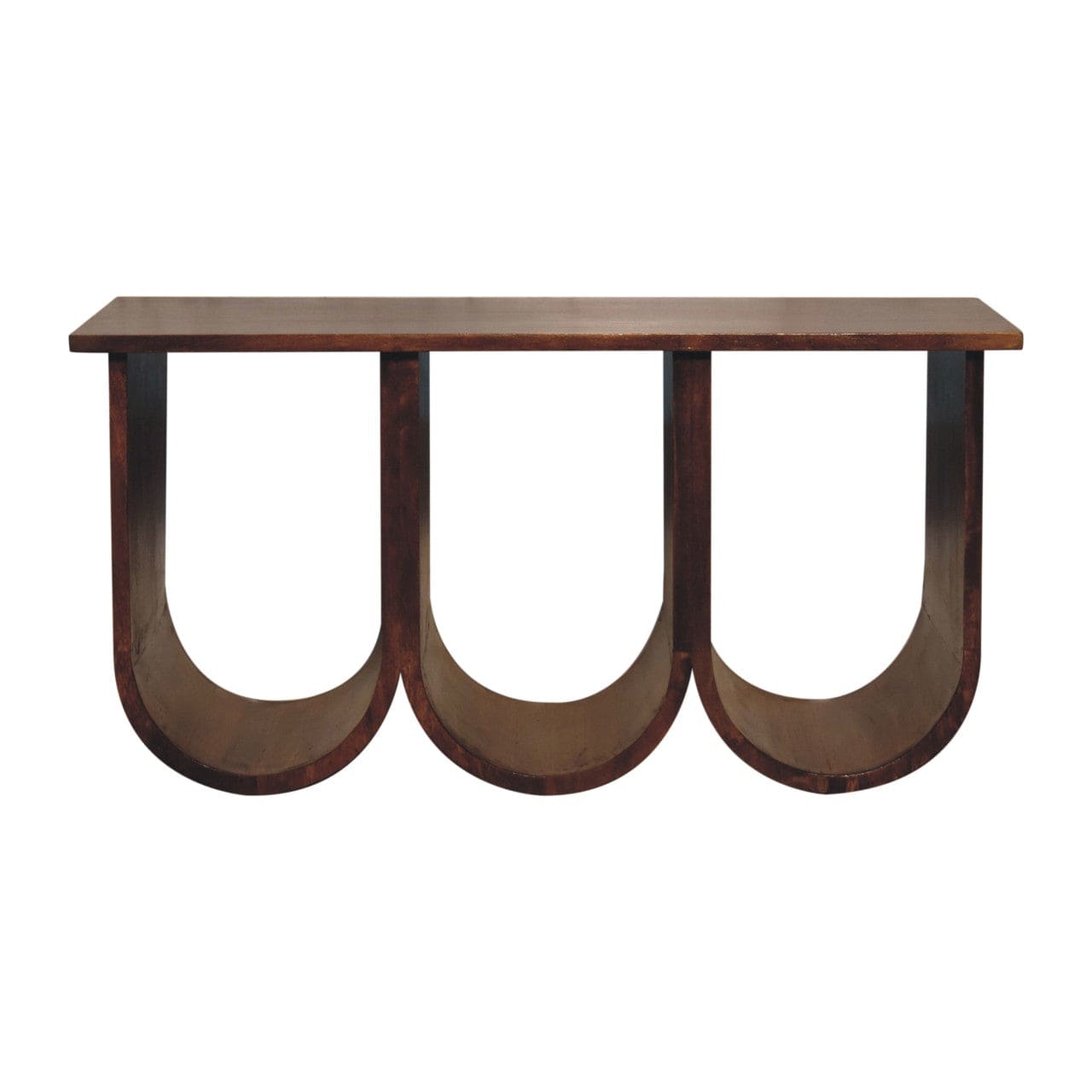 Triple Open Style Coffee Table - Solid Mango Wood Center Table for Living Room - product view 2 showing handcrafted solid...