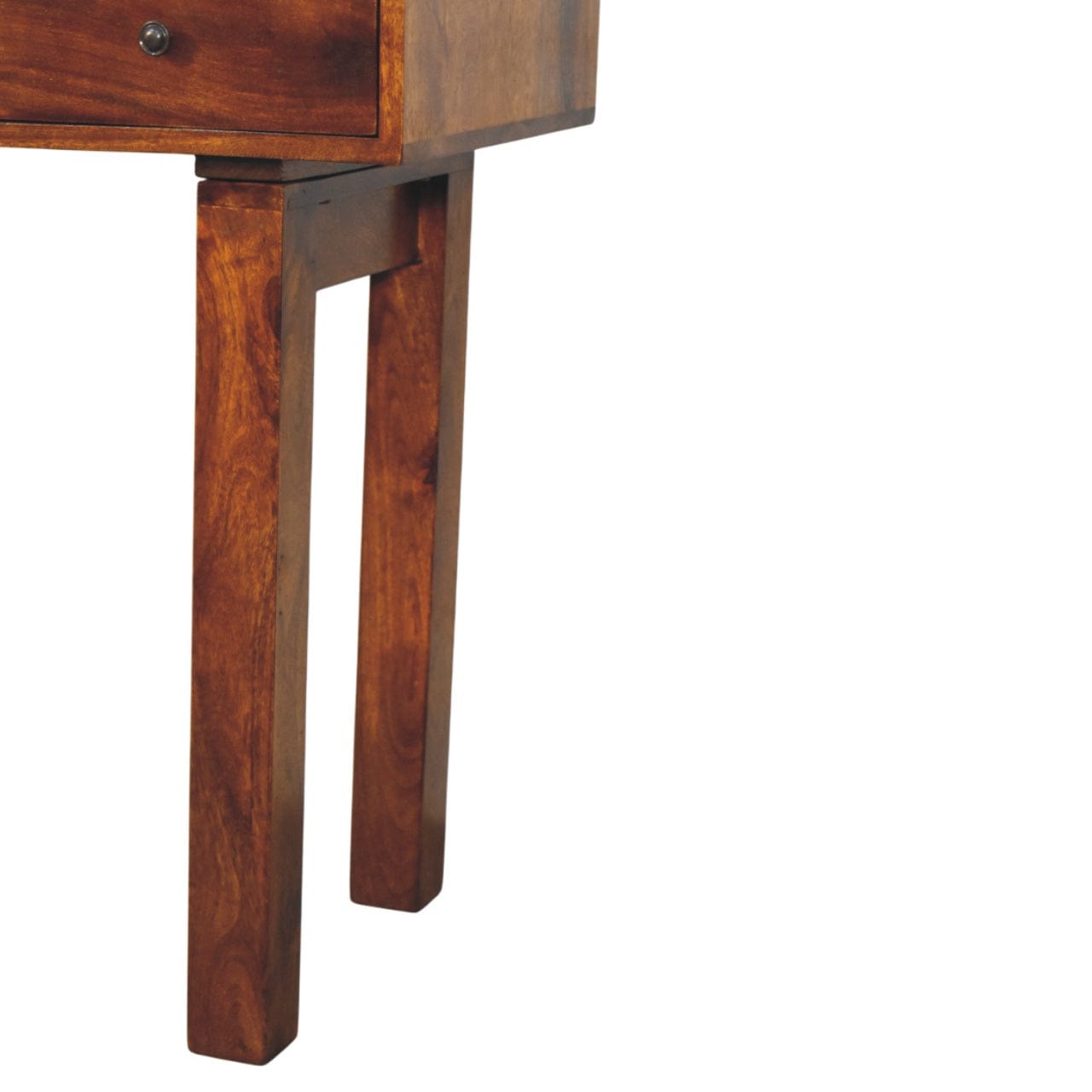 Tula 1 Drawer Chestnut Writing Desk - Solid Mango Wood Writing Table for Home Office - product view 6 showing handcrafted...