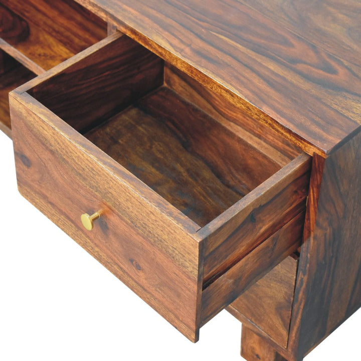 Tula TV Stand - Solid Mango Wood Entertainment Center for Living Room - product view 7 showing handcrafted solid mango...