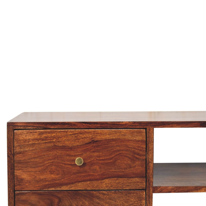 Tula TV Stand - Solid Mango Wood Entertainment Center for Living Room - product view 5 showing handcrafted solid mango...