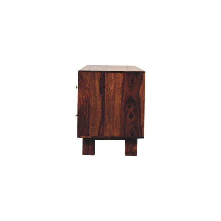 Tula TV Stand - Solid Mango Wood Entertainment Center for Living Room - product view 9 showing handcrafted solid mango...