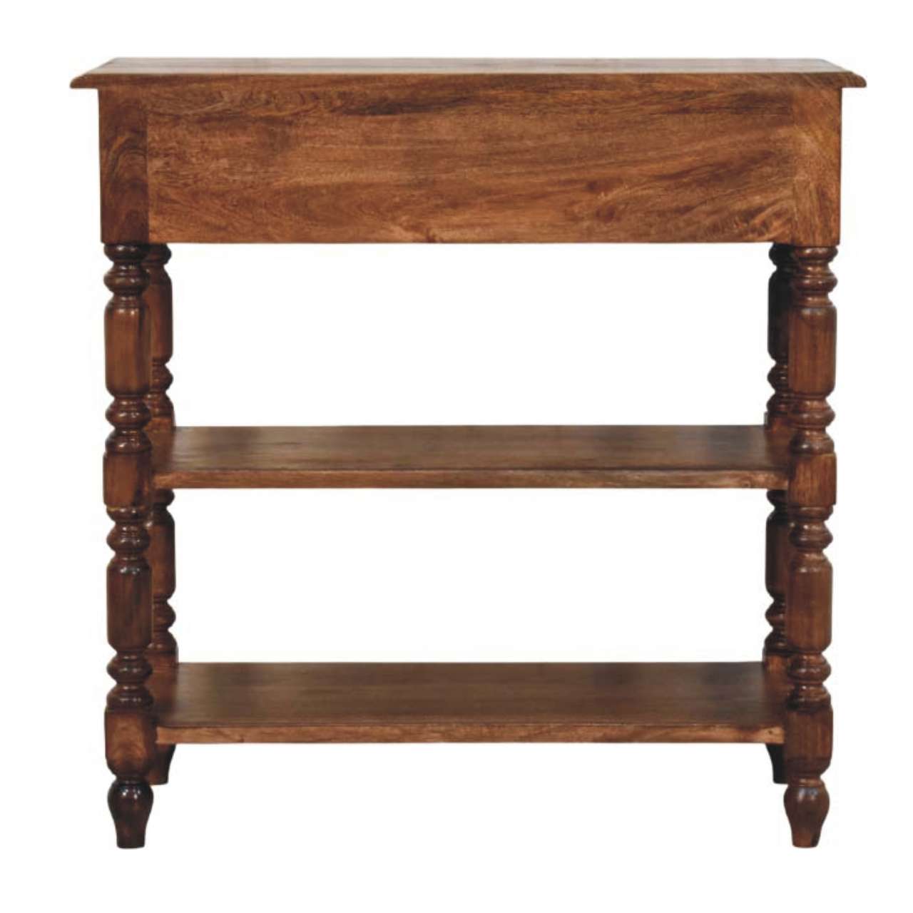 Roasted Almond Turned Leg Side Table in Solid Mango Wood - product view 8 showing handcrafted solid mango wood side table