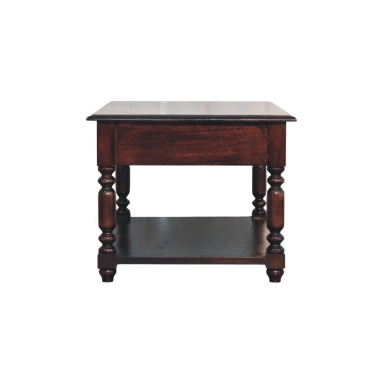 Turned Legs Cherry Coffee Table - Solid Mango Wood Living Room Center Table - product view 8 showing handcrafted solid...