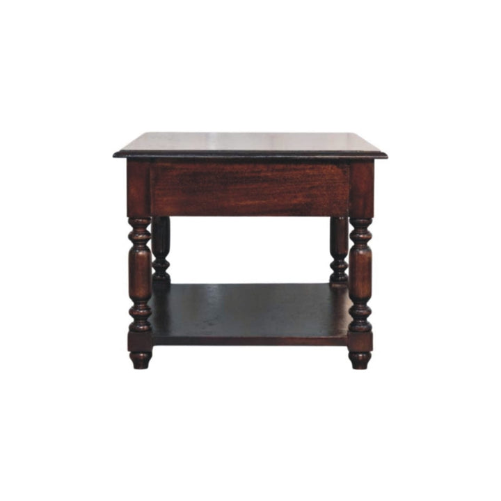 Turned Legs Cherry Coffee Table - Solid Mango Wood Living Room Center Table - product view 8 showing handcrafted solid...