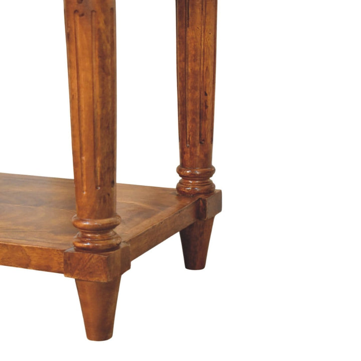 Turned Legs Chestnut 1 Drawer End Table - Solid Mango Wood Side Table for Living Room - product view 7 showing...