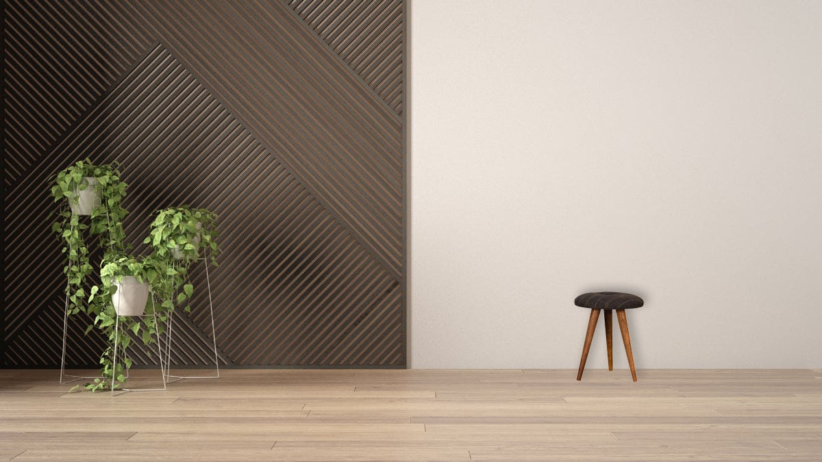 Tweed Patterned Footstool - Solid Mango Wood Accent Stool for Living Room - product view 8 showing handcrafted solid...