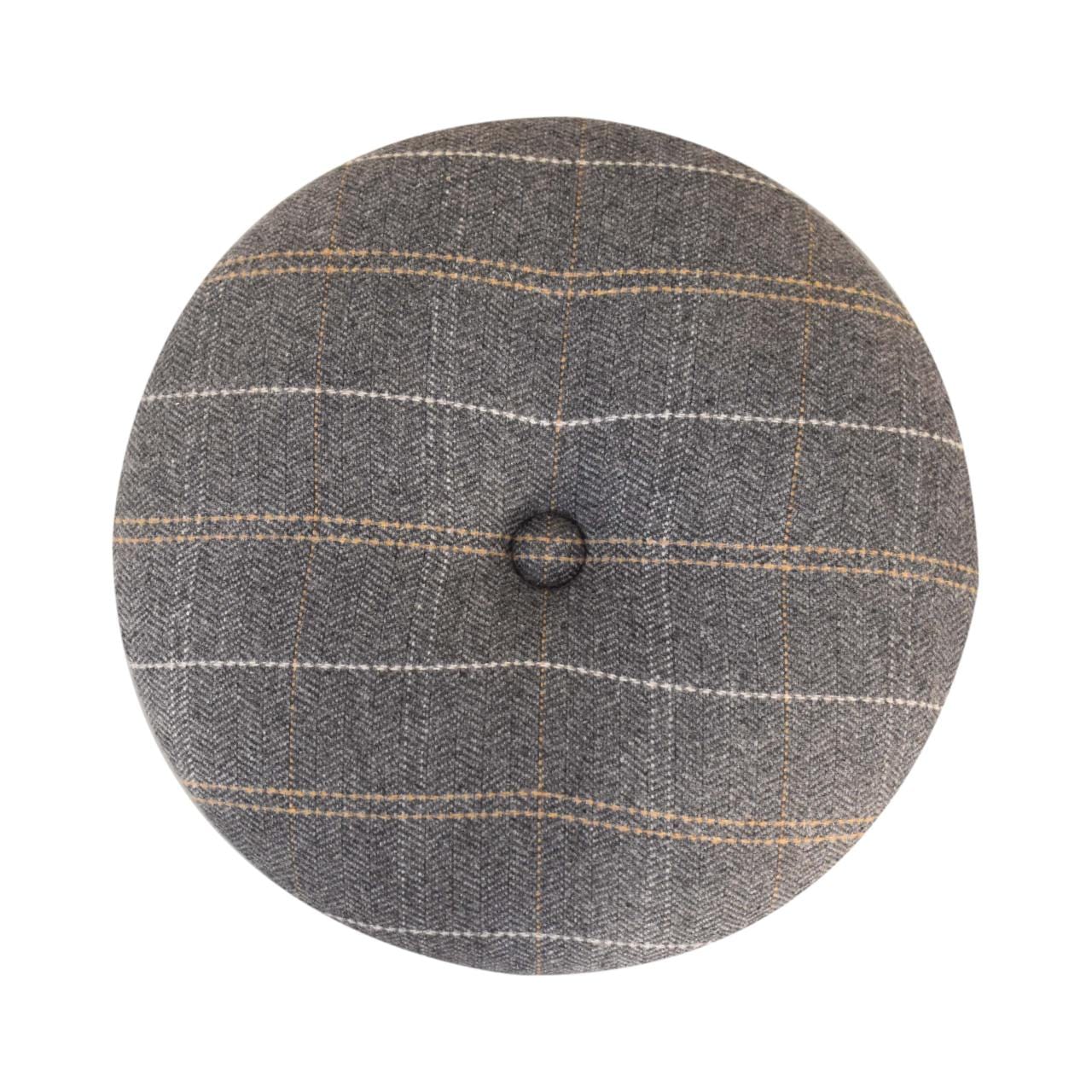 Tweed Patterned Footstool - Solid Mango Wood Accent Stool for Living Room - product view 5 showing handcrafted solid...
