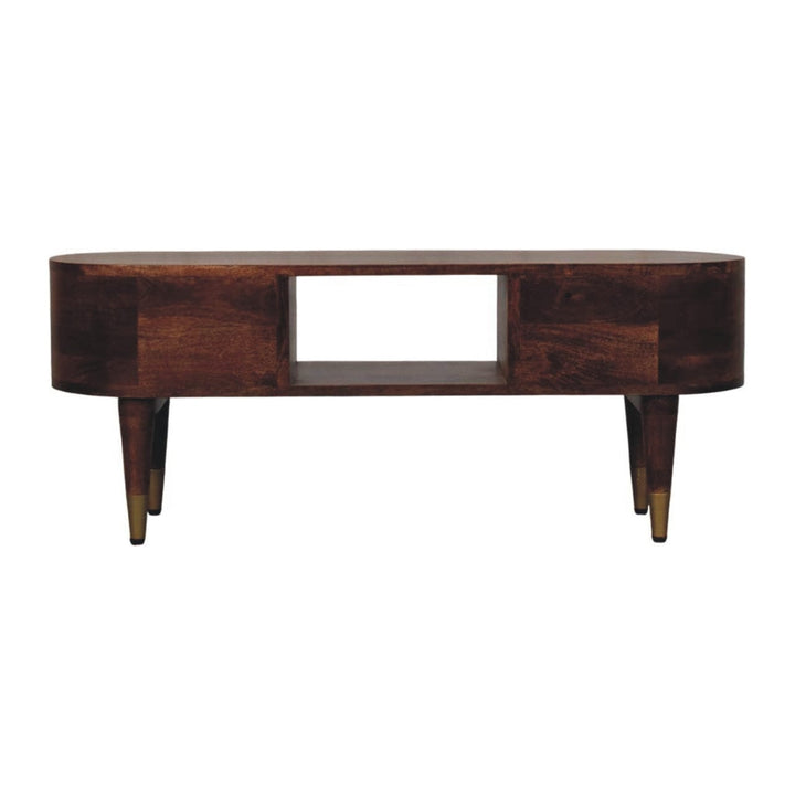 Two-Drawer Open-Slot TV Stand - Solid Mango Wood Entertainment Center for Living Room - product view 9 showing...