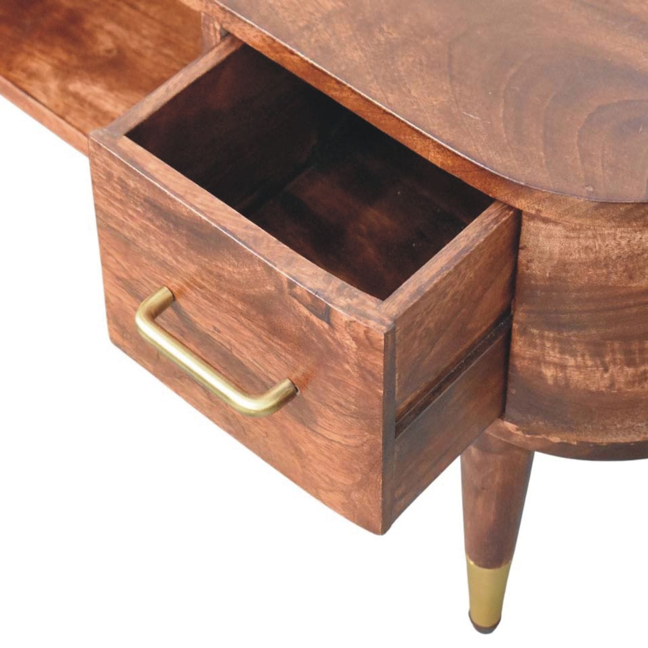 Two-Drawer Open-Slot TV Stand - Solid Mango Wood Entertainment Center for Living Room - product view 6 showing...