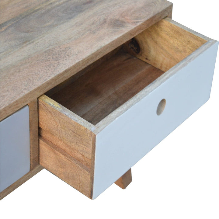 Two Tone Painted Coffee Table - Solid Mango Wood Center Table for Living Room - product view 2 showing handcrafted solid...