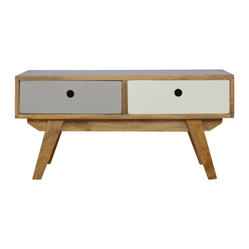 Two Tone Painted Coffee Table - Solid Mango Wood Center Table for Living Room - product view 8 showing handcrafted solid...