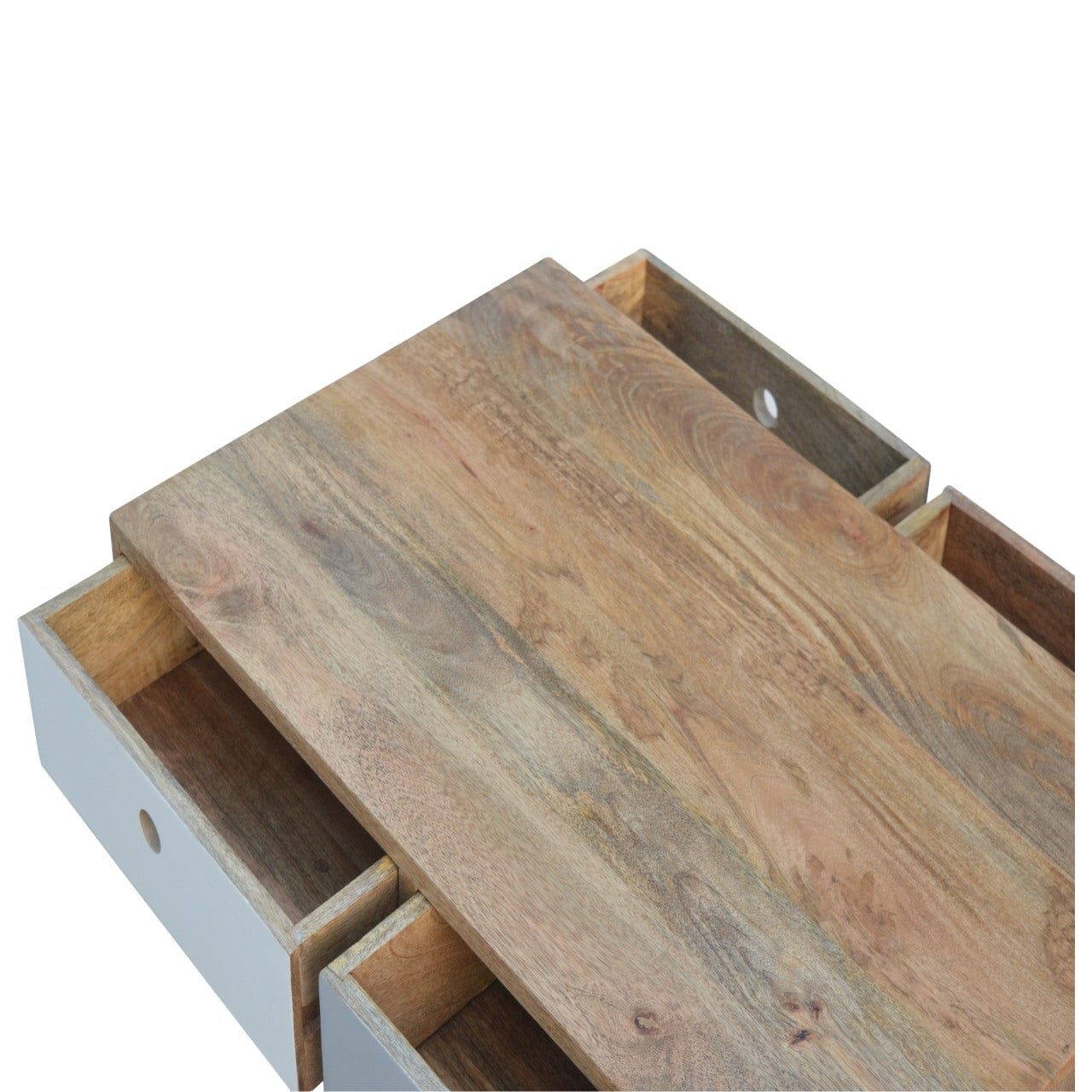 Two Tone Painted Coffee Table - Solid Mango Wood Center Table for Living Room - product view 4 showing handcrafted solid...