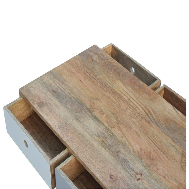 Two Tone Painted Coffee Table - Solid Mango Wood Center Table for Living Room - product view 4 showing handcrafted solid...