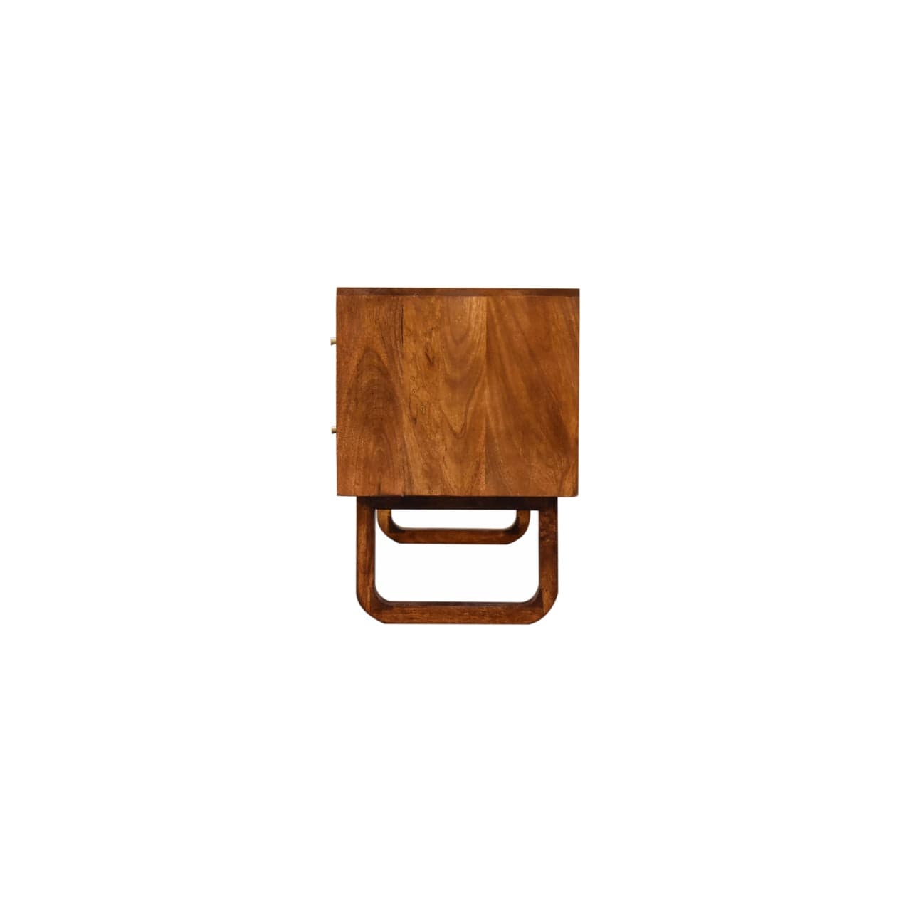U-Chestnut Sunrise TV Stand - Solid Mango Wood Entertainment Center for Living Room - product view 8 showing handcrafted...