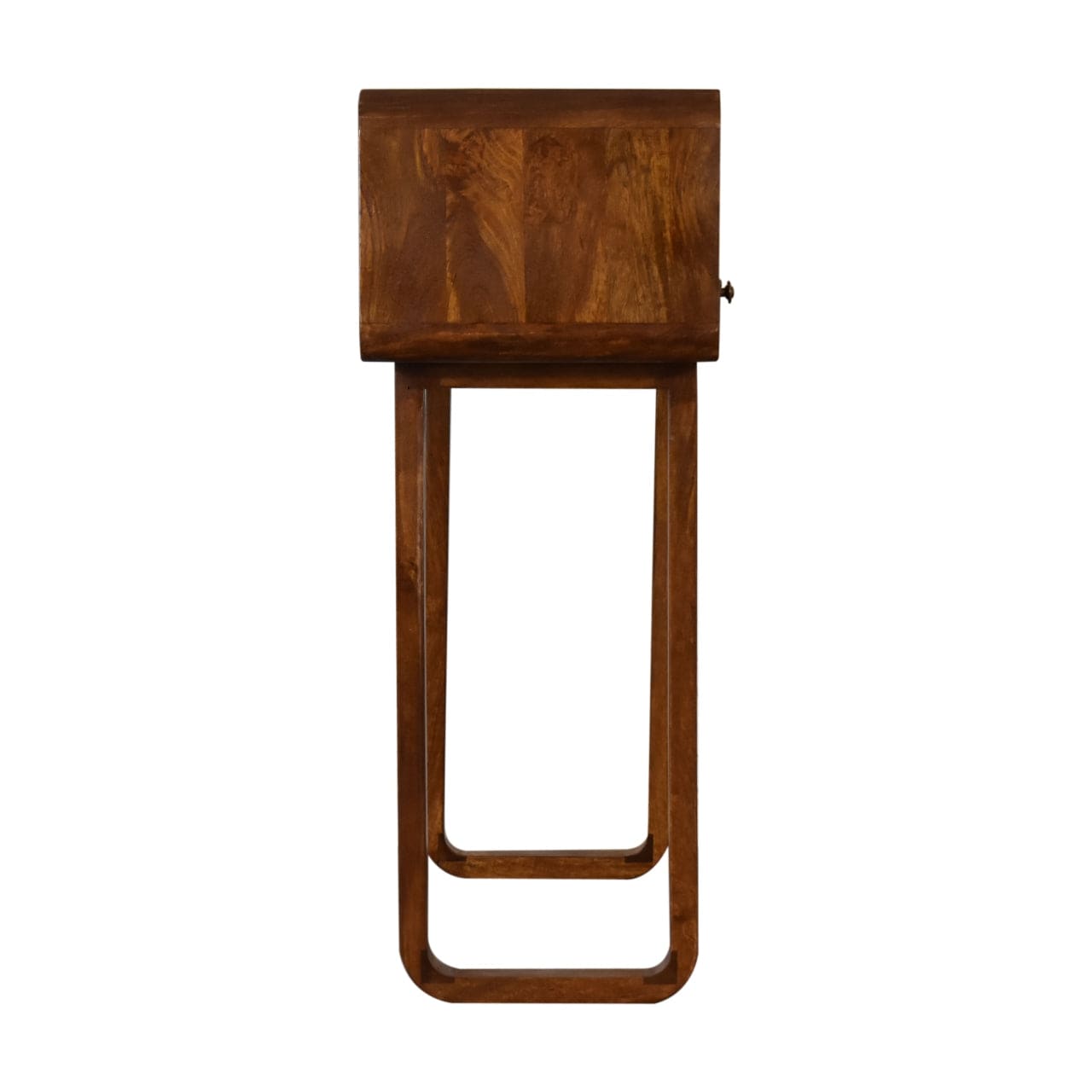 U-Curved Chestnut Console Table - Solid Mango Wood Hallway Console for Entryway - product view 8 showing handcrafted...