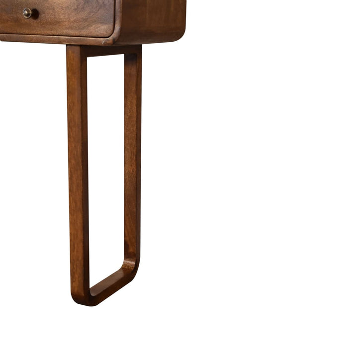 U-Curved Chestnut Console Table - Solid Mango Wood Hallway Console for Entryway - product view 7 showing handcrafted...