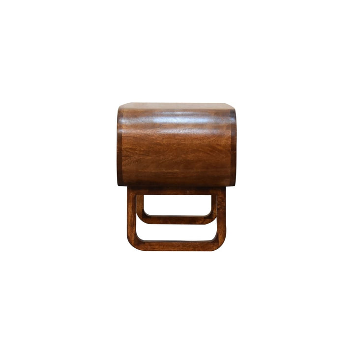 U-Round London Chestnut TV Stand - Solid Mango Wood Entertainment Center for Living Room - product view 7 showing...