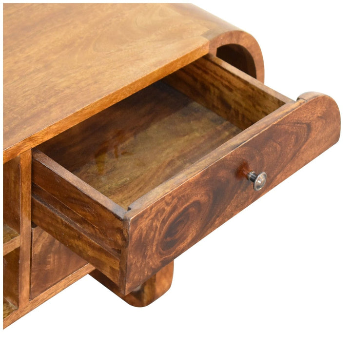U-Round London Chestnut TV Stand - Solid Mango Wood Entertainment Center for Living Room - product view 6 showing...
