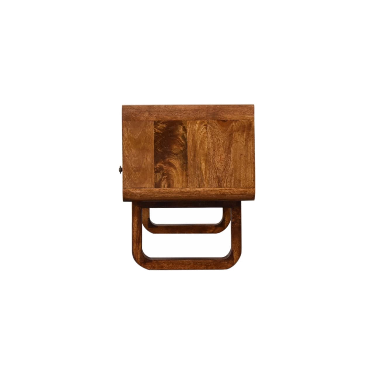 U-Shape Curve Chestnut TV Stand - Solid Mango Wood Entertainment Center for Living Room - product view 9 showing...