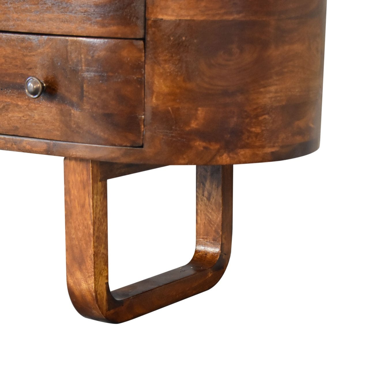U-Shape Media TV unit - Entertainment Center in Solid Mango Wood - product view 8 showing handcrafted solid mango wood...