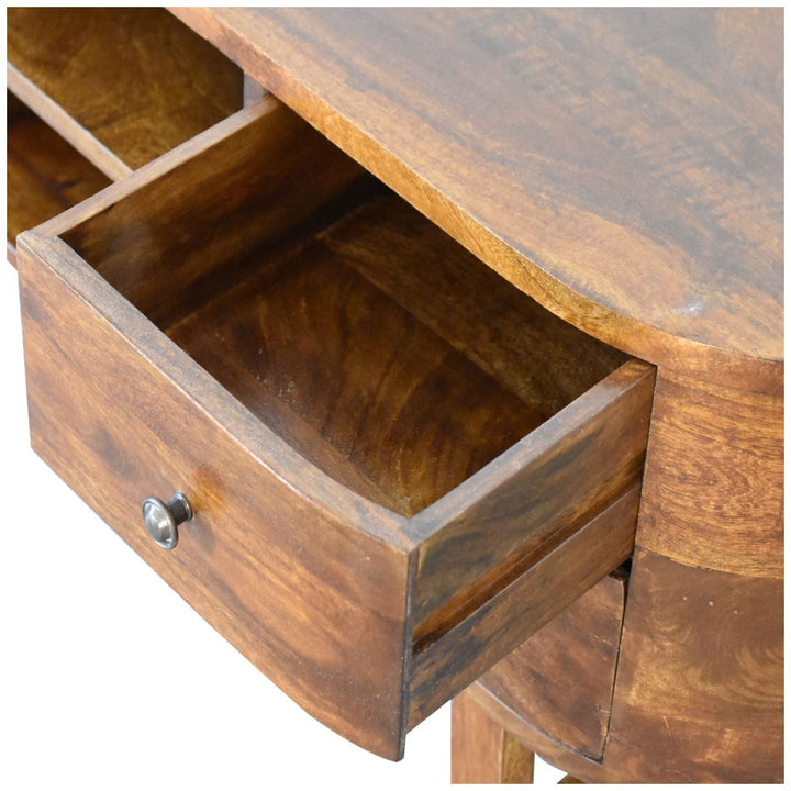 U-Shape Media TV unit - Entertainment Center in Solid Mango Wood - product view 7 showing handcrafted solid mango wood...