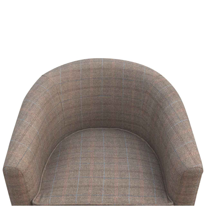 Upholstered Tweed Tub Chair - Solid Mango Wood Barrel Chair for Living Room - product view 8 showing handcrafted solid...