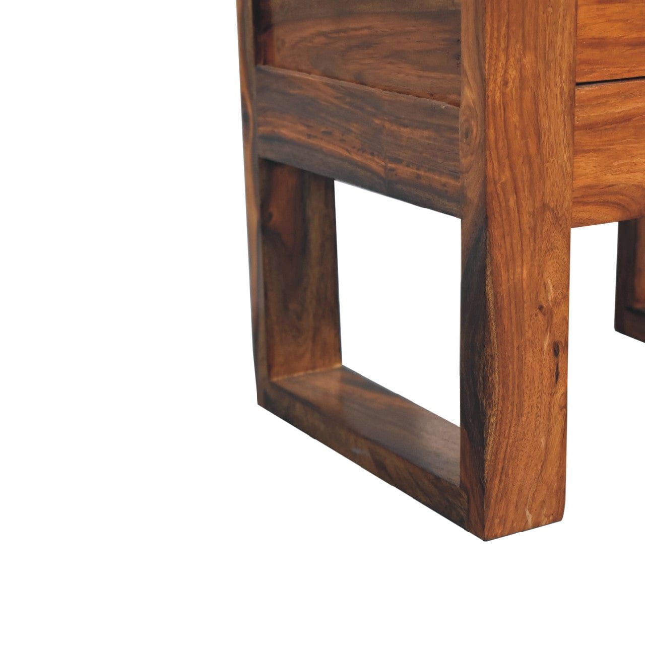 U-Square Honey Nightstand - Solid Mango Wood Bedside Table for Bedroom - product view 8 showing handcrafted solid mango...