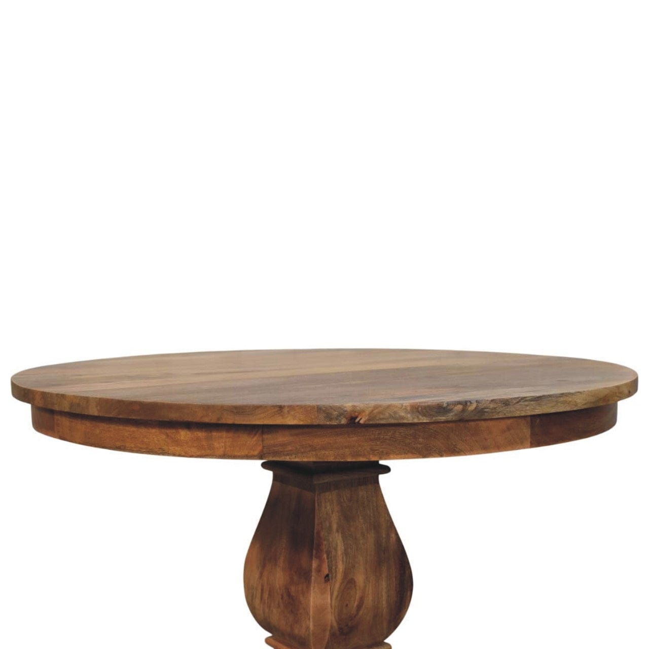 Valentina Round Dining Table - Solid Mango Wood Kitchen Table - product view 7 showing handcrafted solid mango wood...