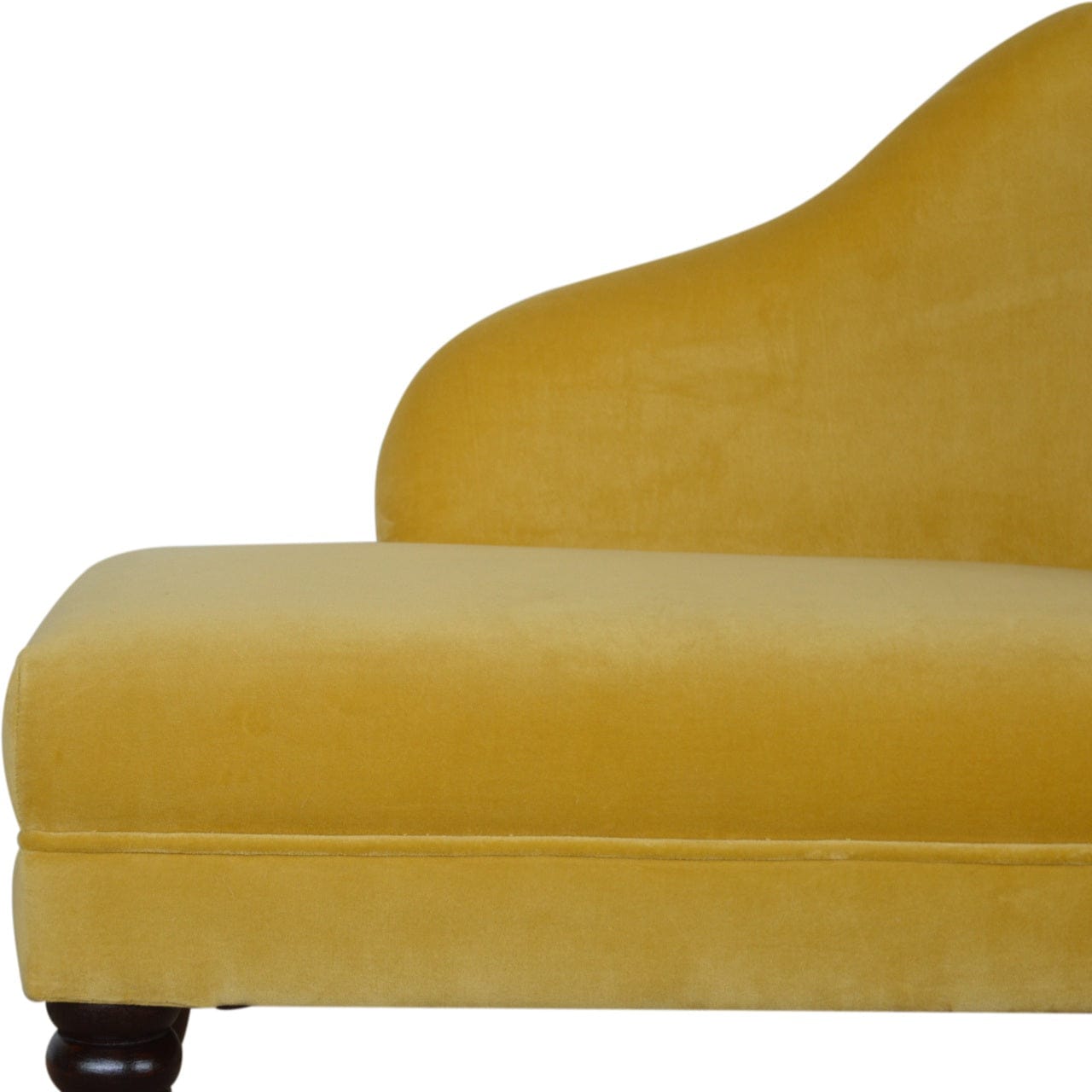 Velvet Chaise Furniture with Crafted from Solid Mango Wood - product view 7 showing handcrafted solid mango wood furniture