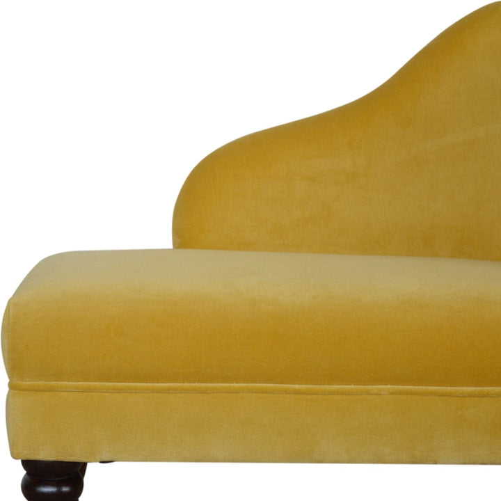 Velvet Chaise Furniture with Crafted from Solid Mango Wood - product view 7 showing handcrafted solid mango wood furniture