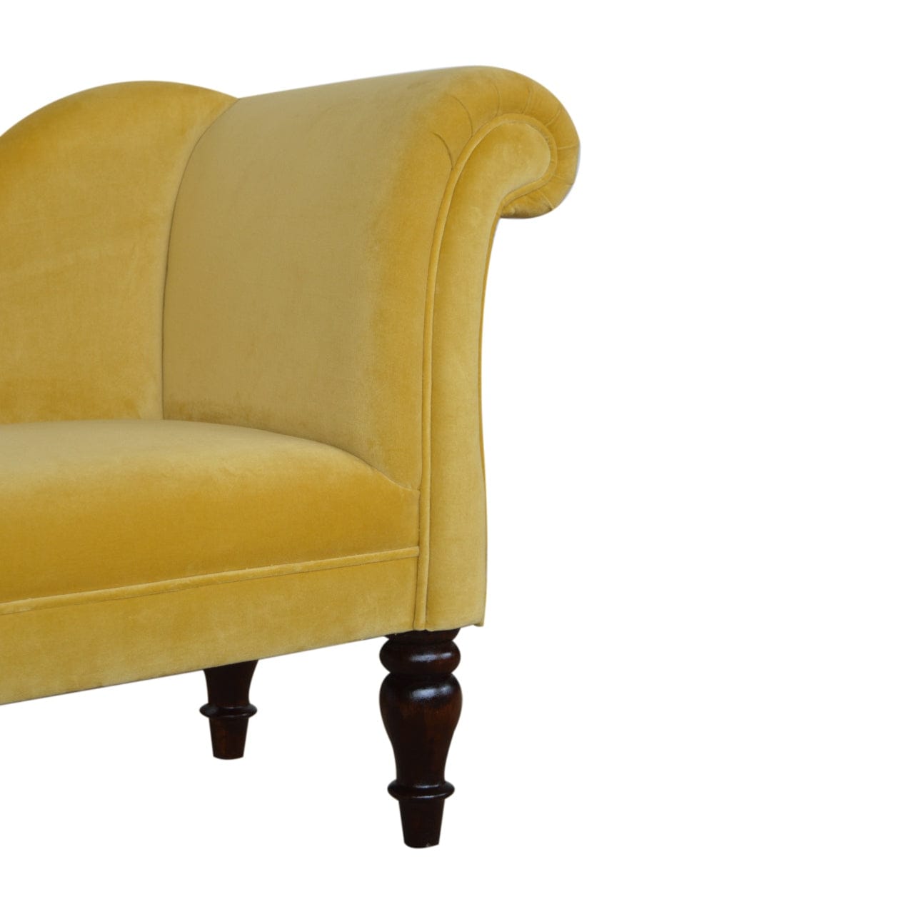 Velvet Chaise Furniture with Crafted from Solid Mango Wood - product view 5 showing handcrafted solid mango wood furniture